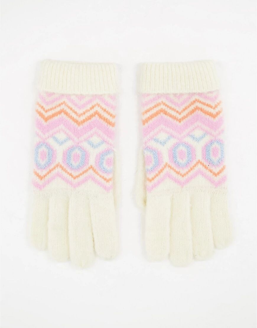 Boardmans knitted fairisle gloves in cream-Neutral  Neutral