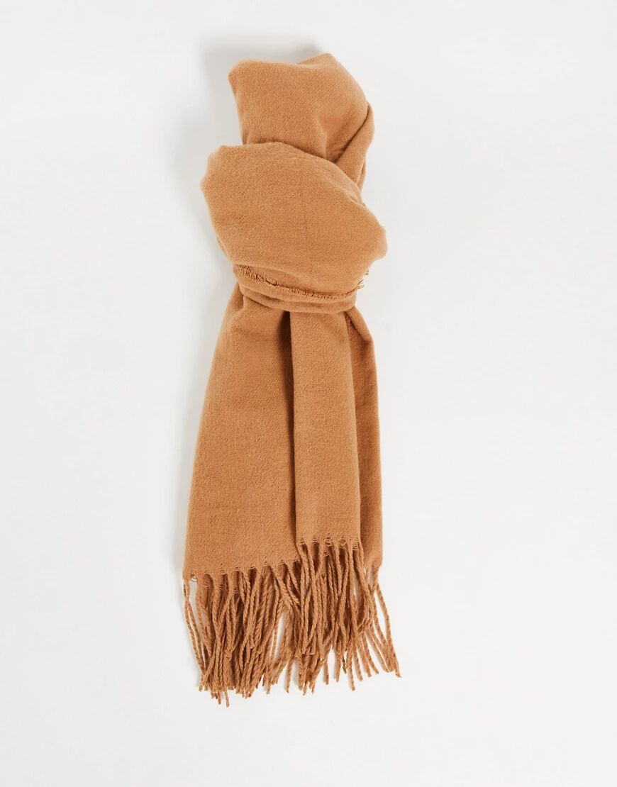 Boardmans recycled polyester fringe scarf in camel-Neutral  Neutral