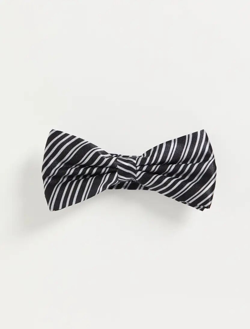 Bolongaro Trevor bow tie in black and silver stripe  Black