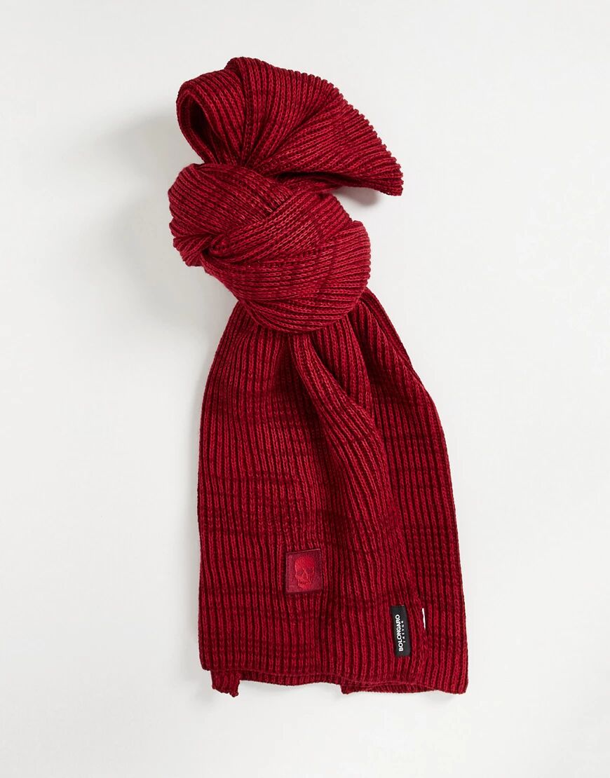 Bolongaro Trevor ribbed knitted scarf in burgundy-Red  Red