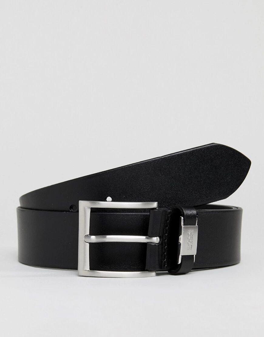 BOSS Connio leather logo keeper belt in black  Black