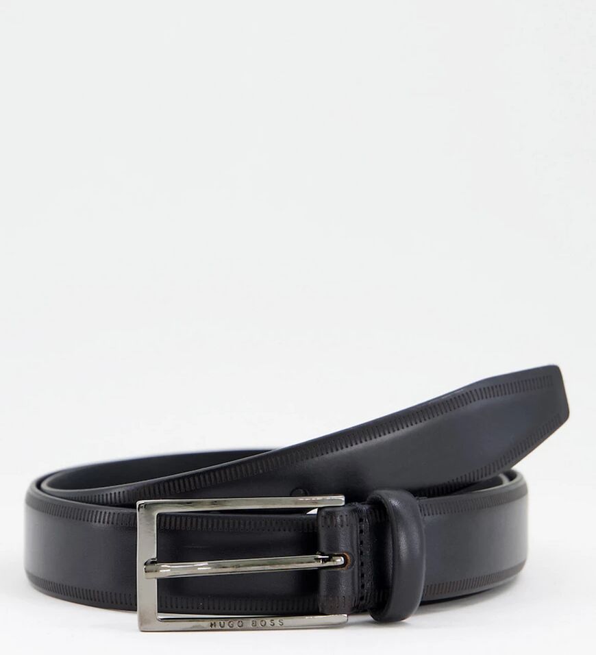 BOSS by Hugo Boss BOSS lasered edge leather belt in black  Black