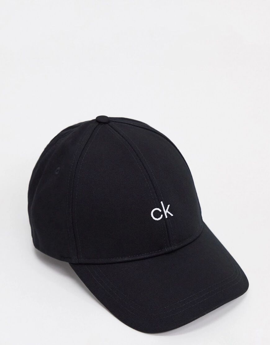 Calvin Klein centre logo cap in black  Black