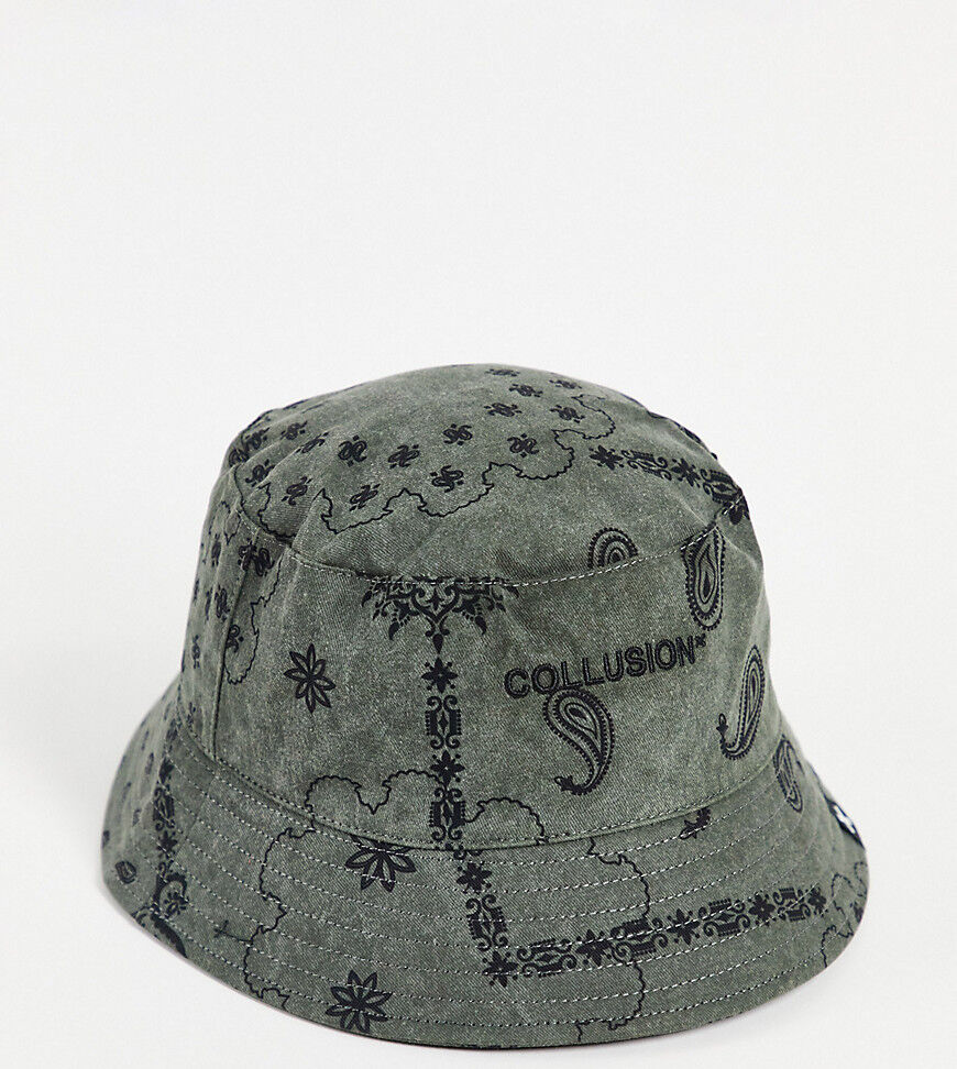 COLLUSION Unisex bucket hat with paisley print-Grey  Grey