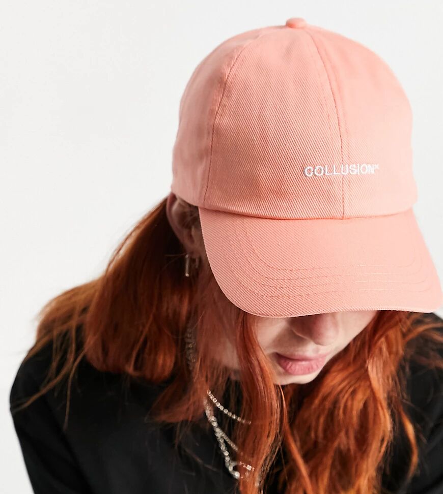 COLLUSION Unisex logo cap in pink  Pink