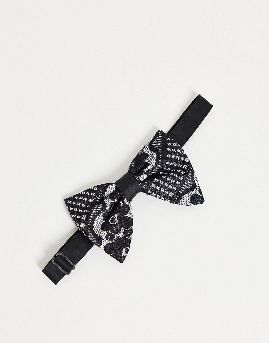 Devils Advocate lace angel wing satin bow tie-Black  Black