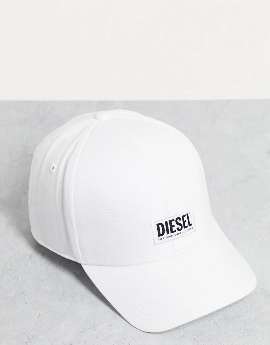 Diesel core logo cap in white  White