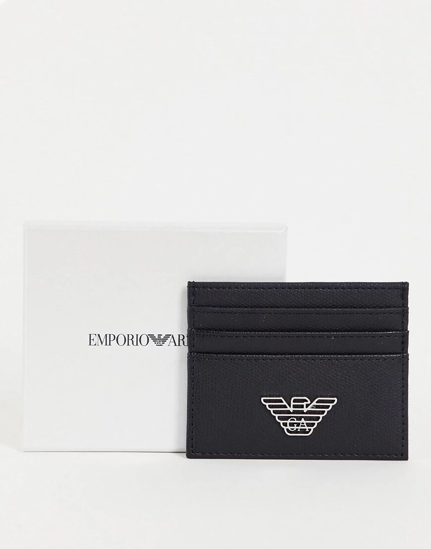 Emporio Armani eagle card holder in black  Black