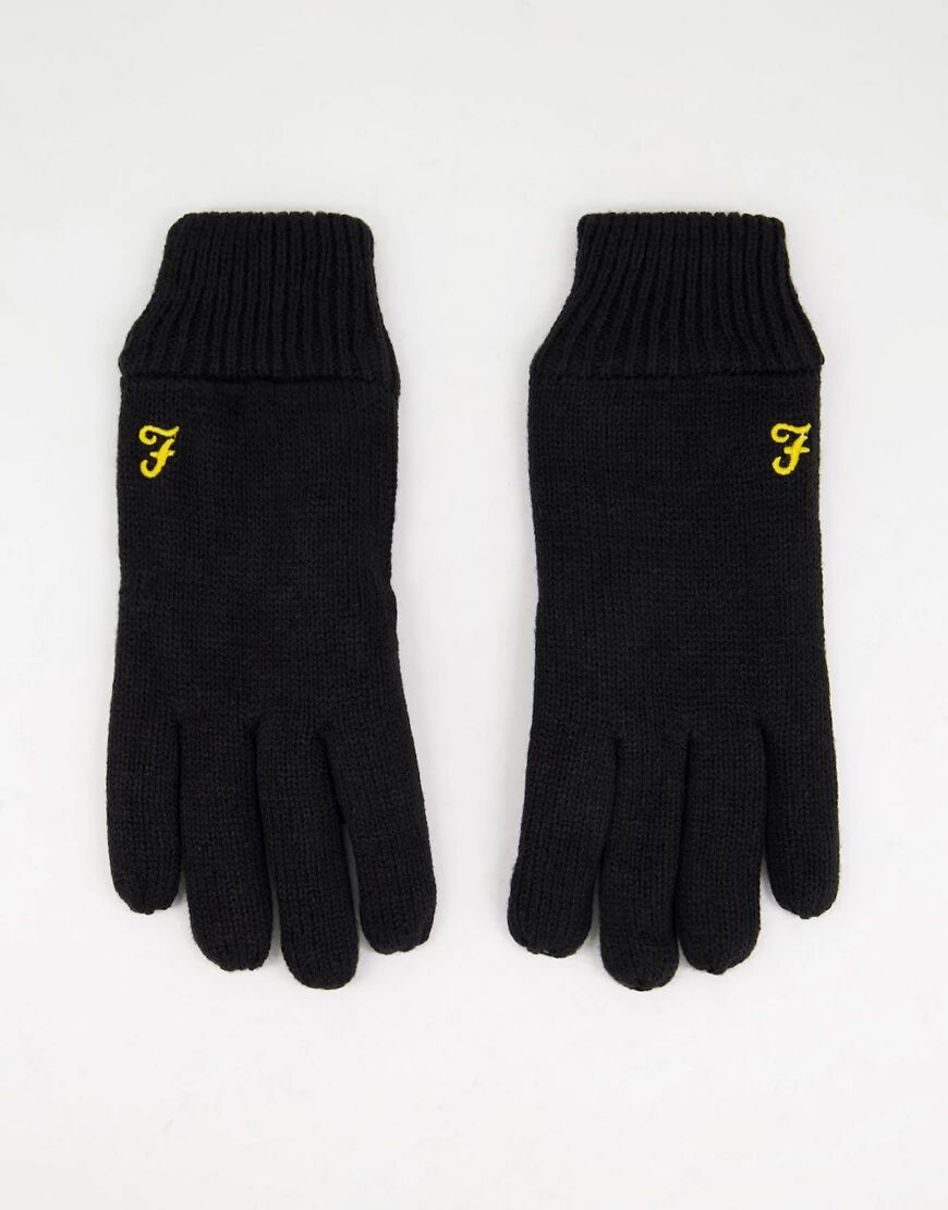 Farah logo gloves in black  Black