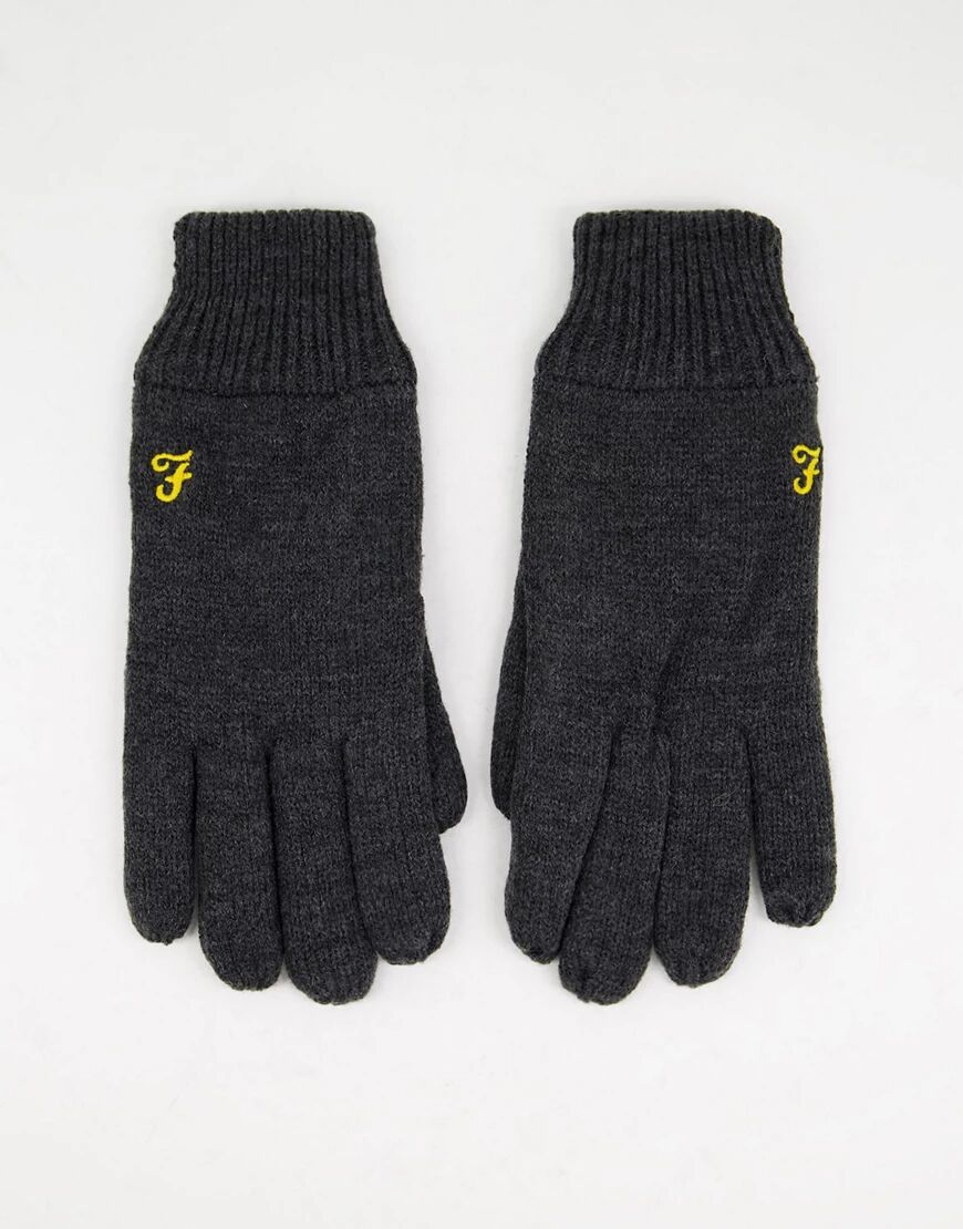 Farah logo gloves in charcoal grey  Grey