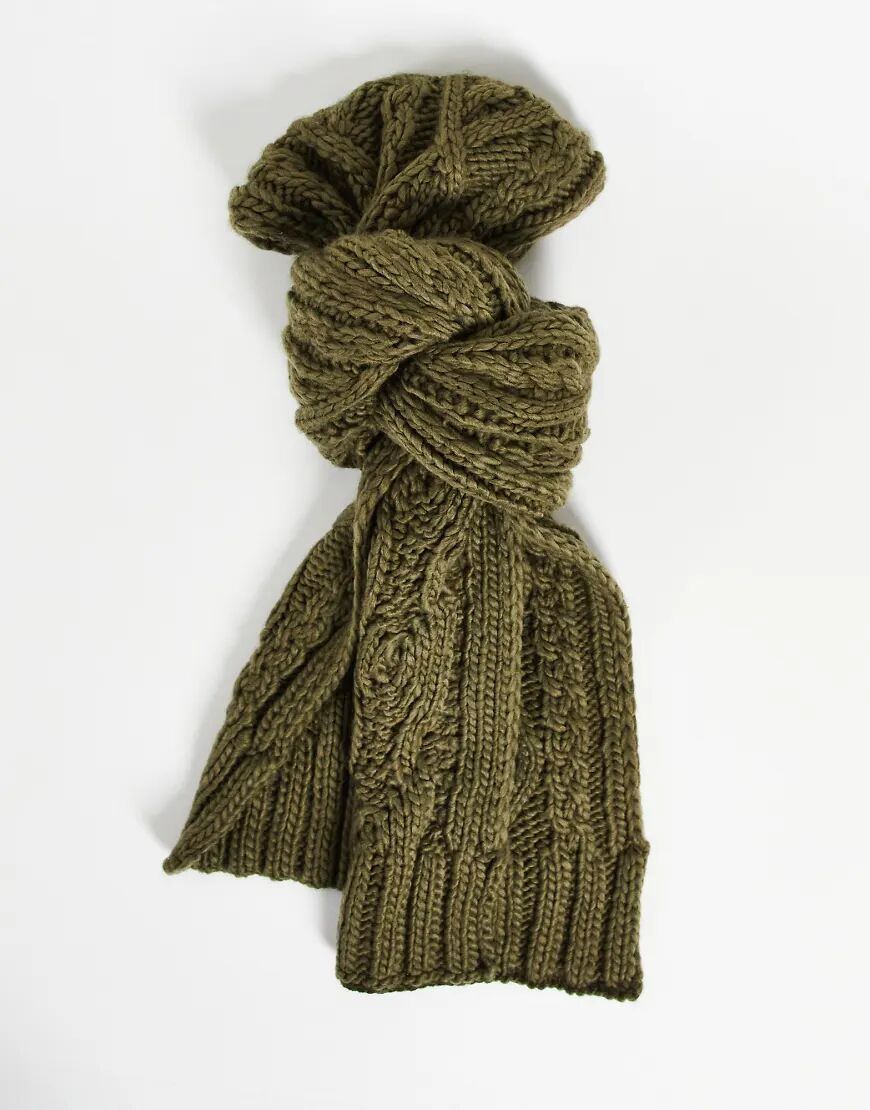 French Connection cable scarf in khaki-Green  Green