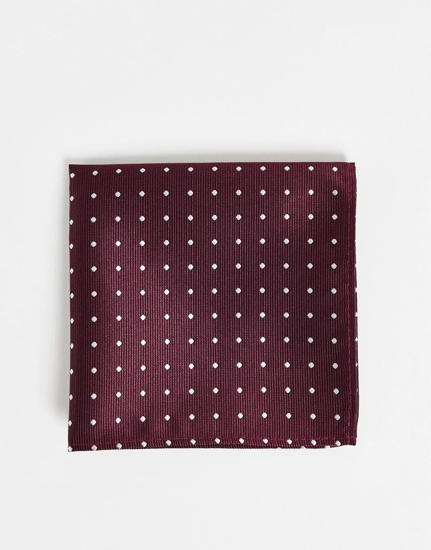 French Connection dotted pocket square in burgundy-Red  Red