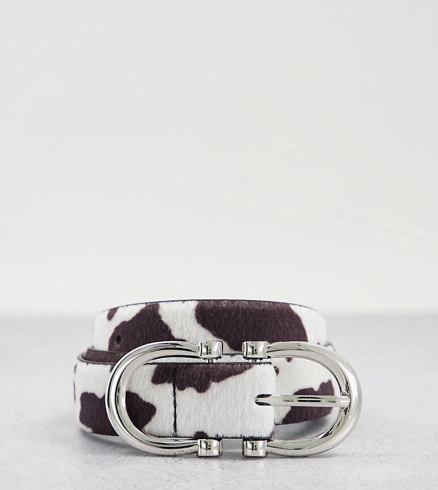 Glamorous Exclusive waist and hip jeans belt in cow print with silver hardware-Multi  Multi