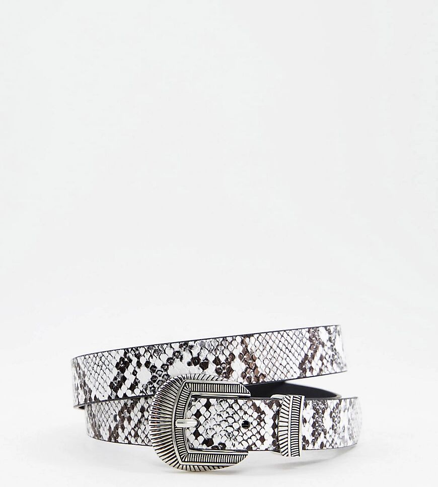 Glamorous Exclusive waist and hip jeans belt in mono snake with silver western buckle-Multi  Multi