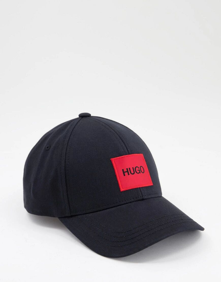 HUGO contrast box logo baseball cap in black  Black