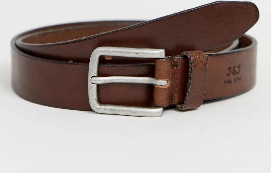 Jack & Jones leather belt in brown  Brown