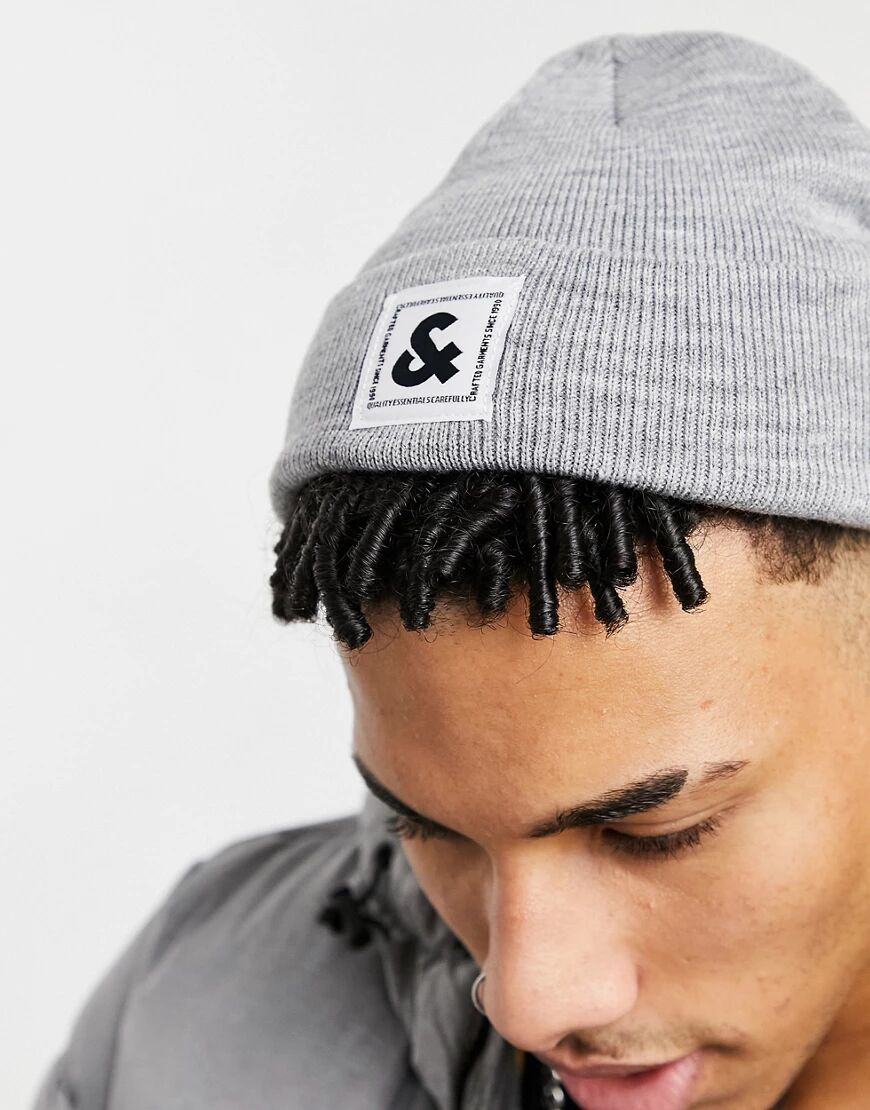 Jack & Jones logo beanie in white  White