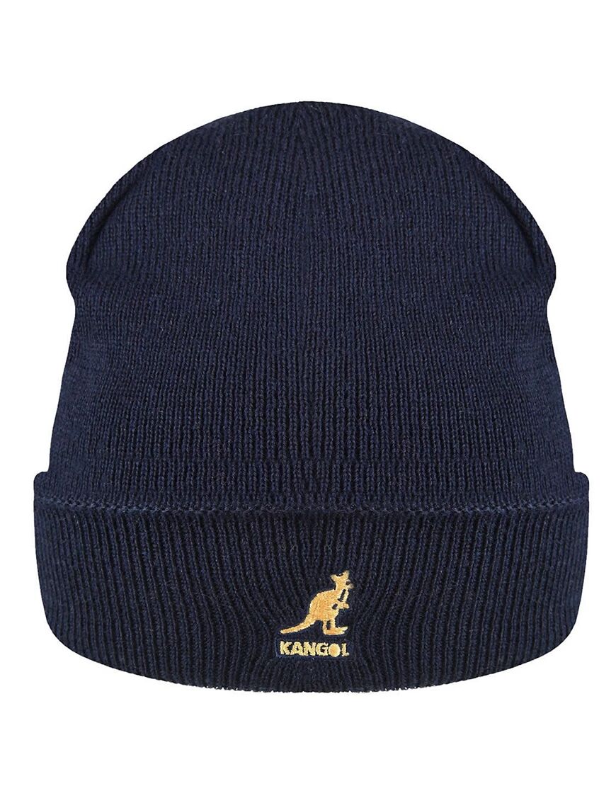 Kangol rib stripe reversible beanie in navy and yellow  Navy