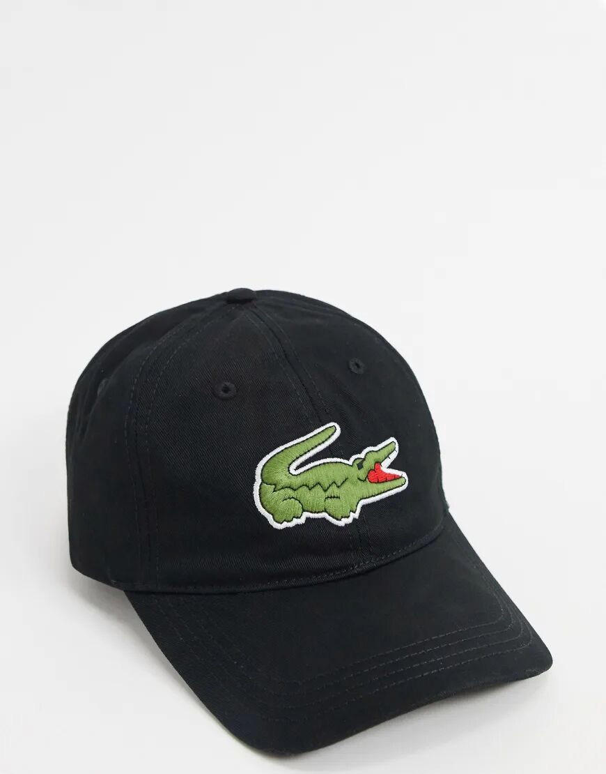 Lacoste baseball cap with large croc in black  Black