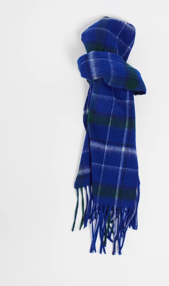 Lyle & Scott tartan lambswool scarf-Blue  Blue