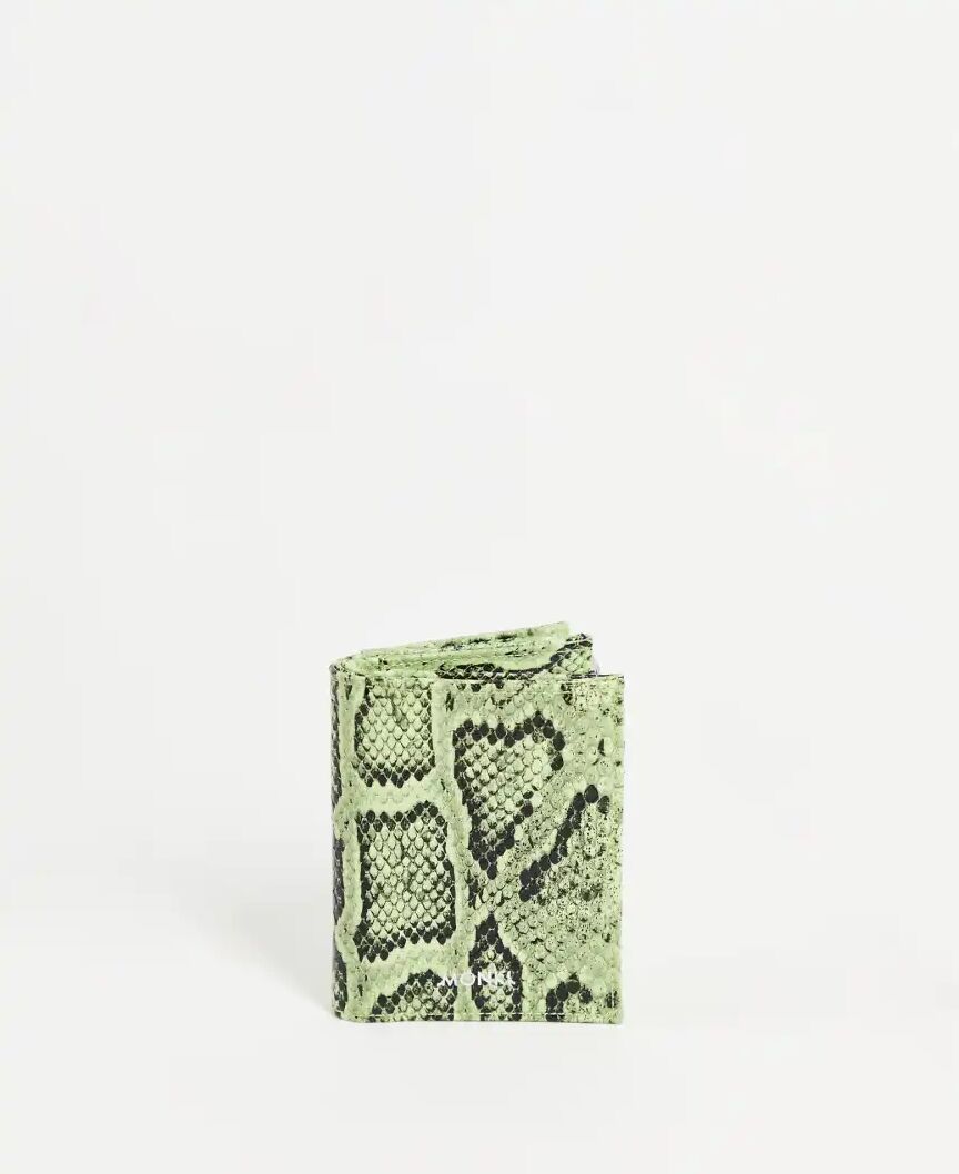 Monki Britta faux snake wallet in green  Green