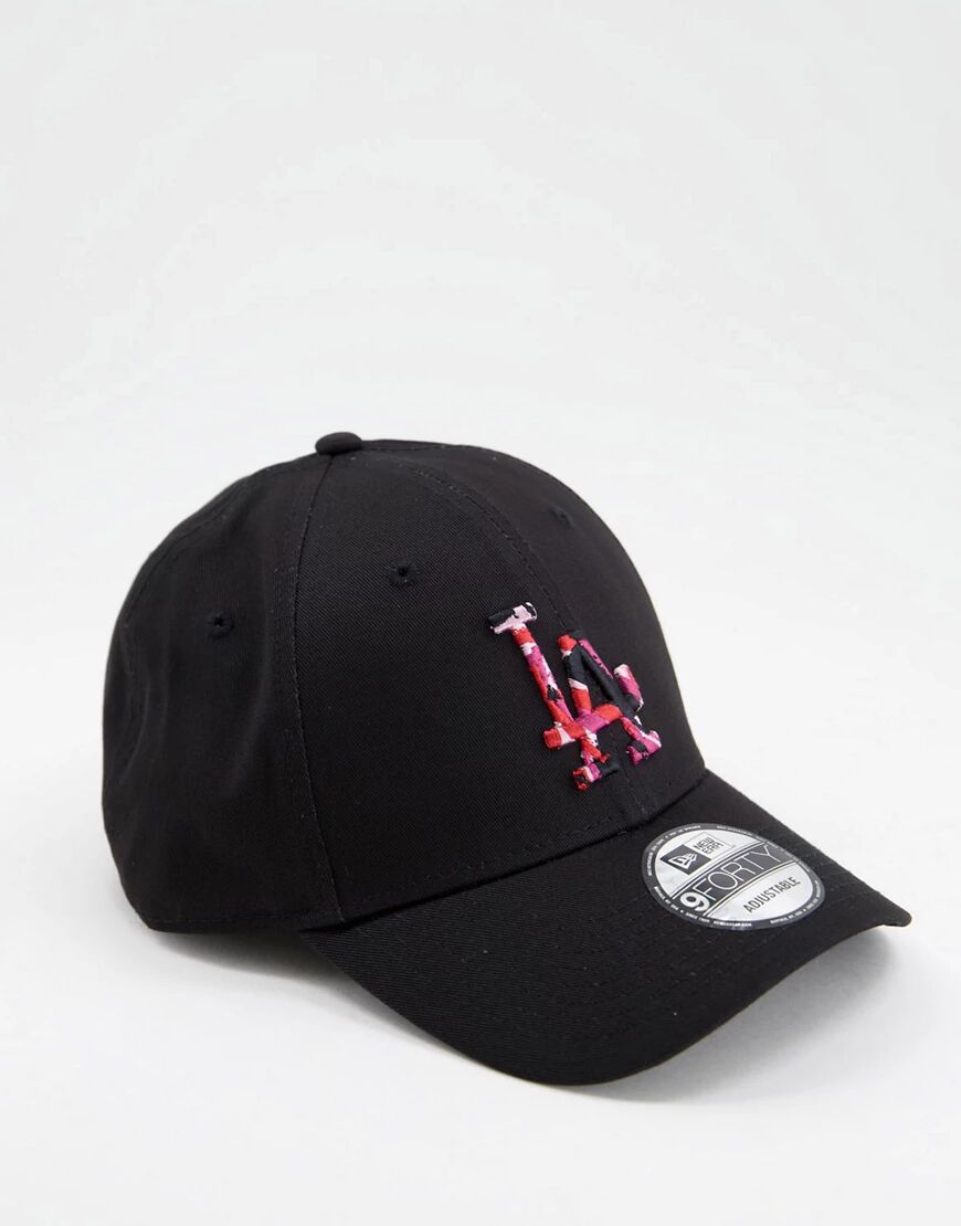 New Era 9Forty camo infill LA baseball cap in black  Black