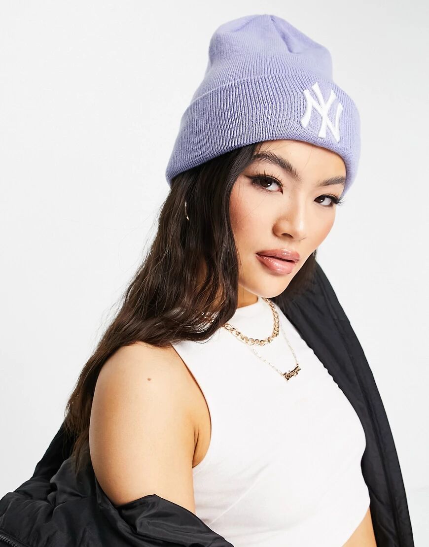 New Era NY beanie in dusky blue  Blue