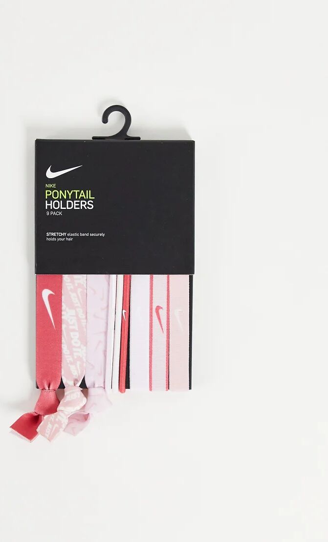 Nike 9 pack of hair ties in pink  Pink