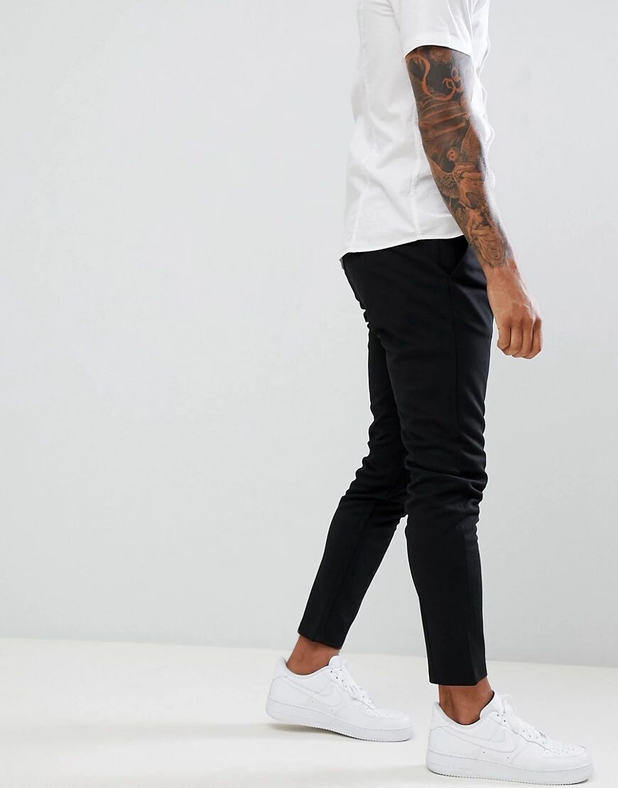Only & Sons slim tapered fit trousers in black  Black