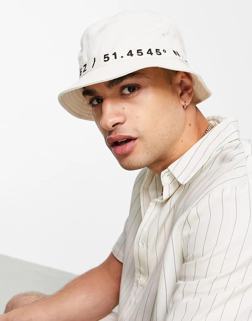 Parlez farr taped bucket hat in ecru-Neutral  Neutral