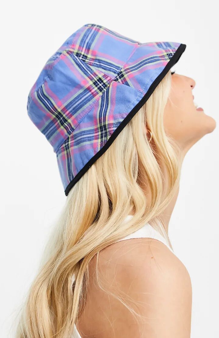 Pimkie Pimke reversible check print bucket hat in multicolour  Multi