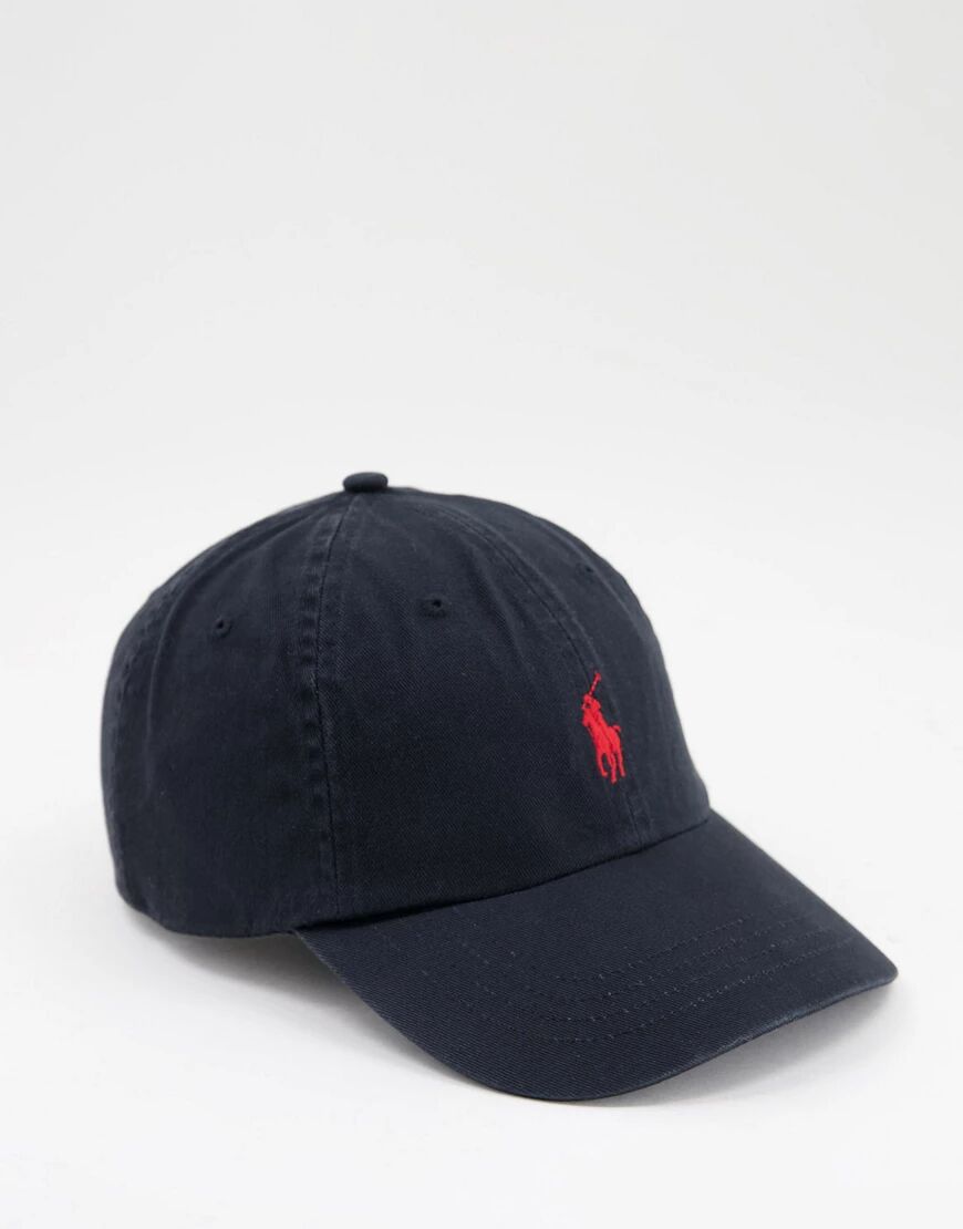 Polo Ralph Lauren baseball cap with red player logo in black  Black
