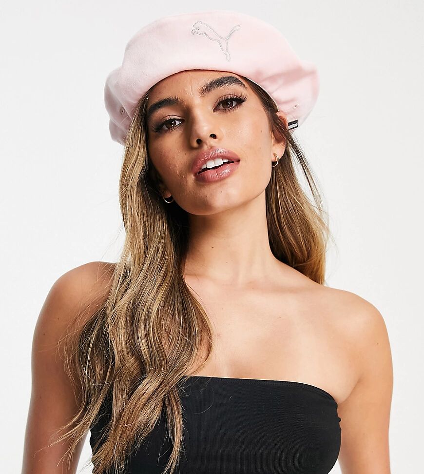 Puma Icons 2.0 velour beret in pastel pink - PINK  Pink