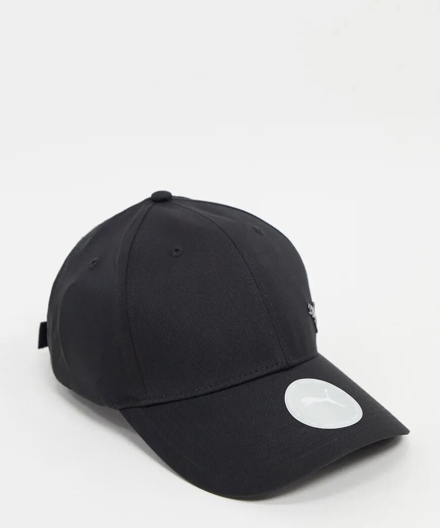 Puma metal logo cap in black  Black