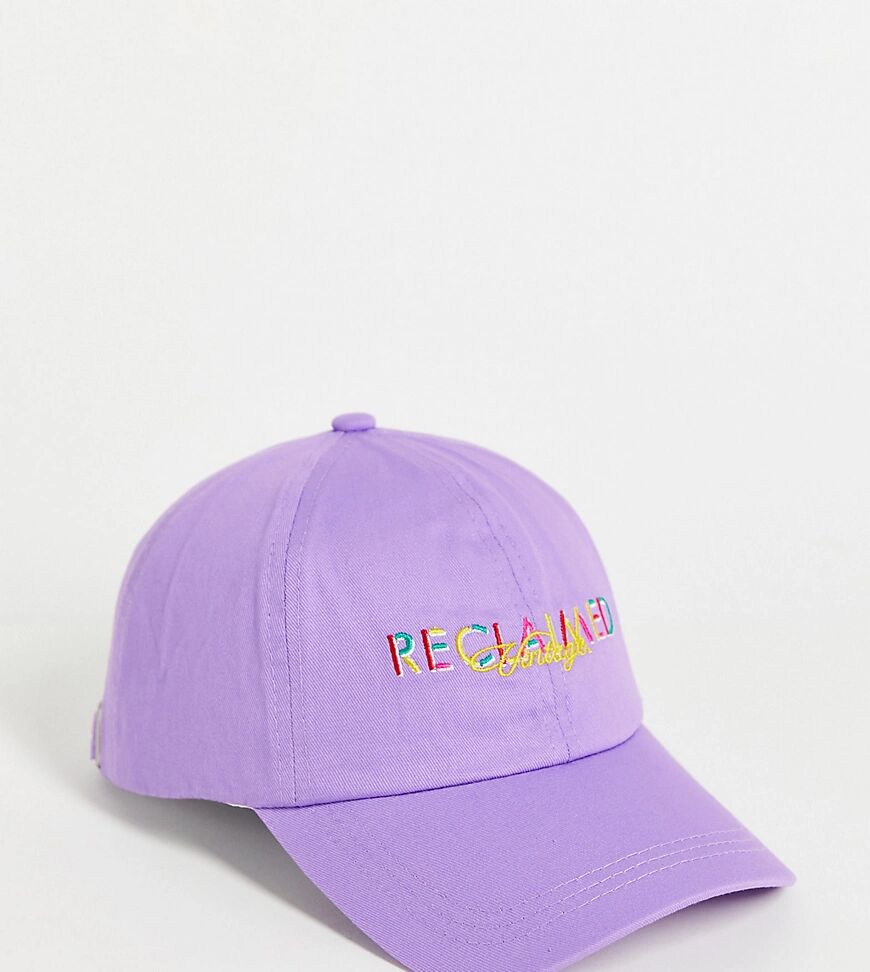 Reclaimed Vintage inspired cap with rainbow logo embroidery in purple  Purple