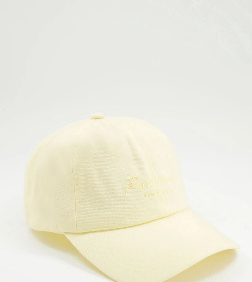 Reclaimed Vintage inspired cap with script logo embroidery in pastel yellow  Yellow