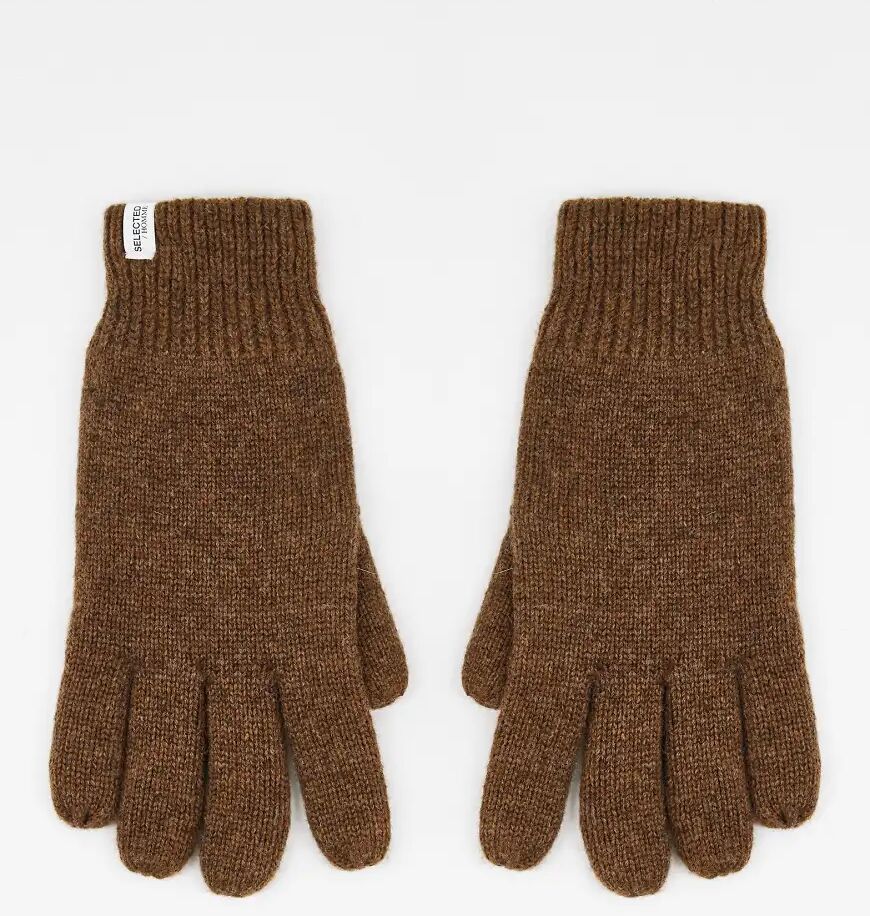 Selected Homme wool mix gloves in brown  Brown