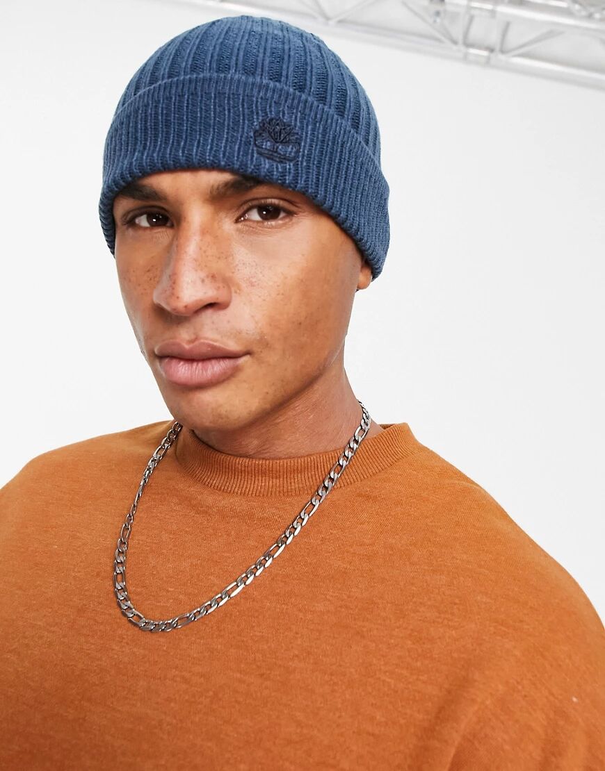 Timberland Solid rib beanie in blue-Navy  Navy