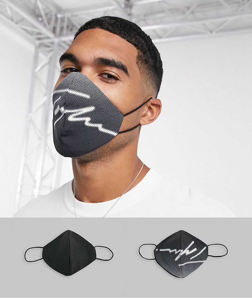 Topman 2 pack Signature face coverings in black  Black