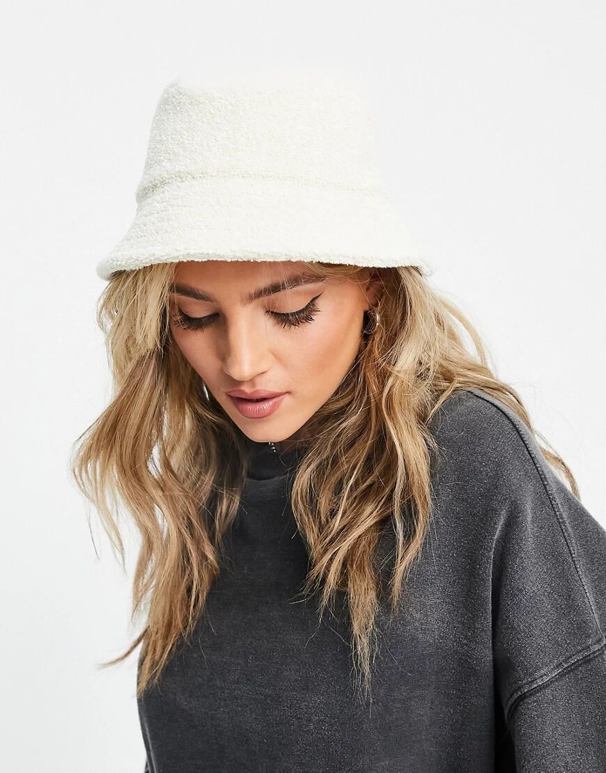 Weekday Berry organic cotton textured bucket hat in cream-Neutral  Neutral