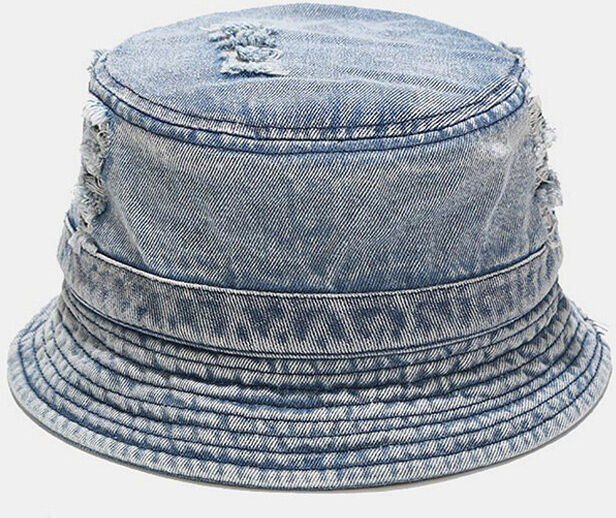 Newchic Men Denim Washed Broken Hole Narrow Brim Brief Casual Outdoor Sunscreen Bucket Hat