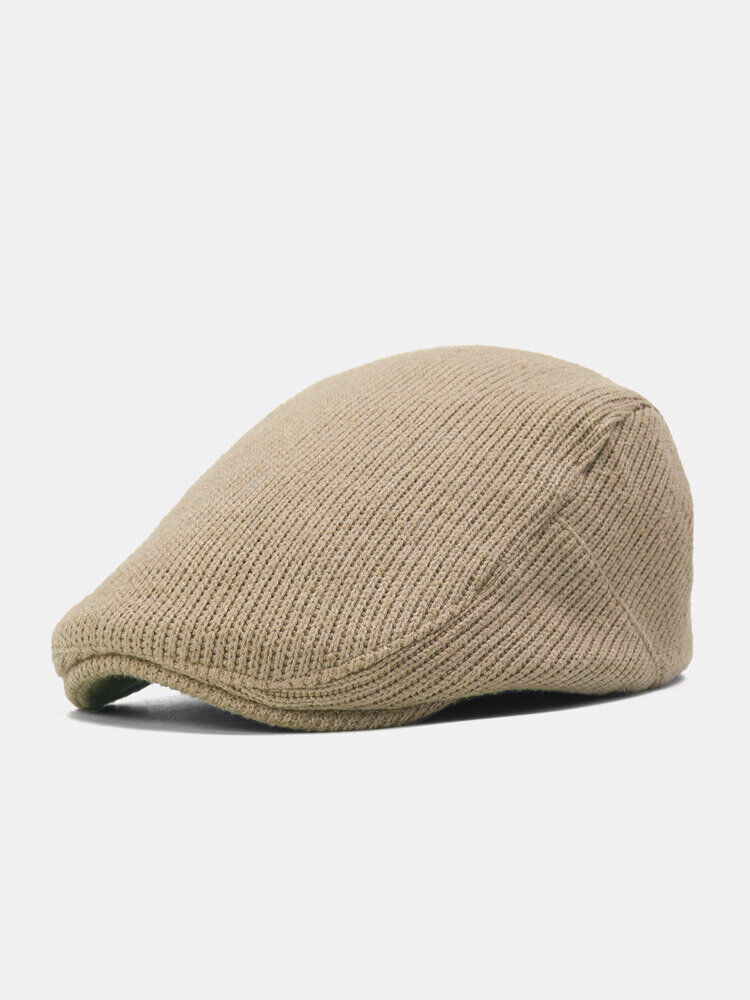 Newchic Unisex Knitted Solid Color Adjustable Vintage Breathable Beret Flat Cap