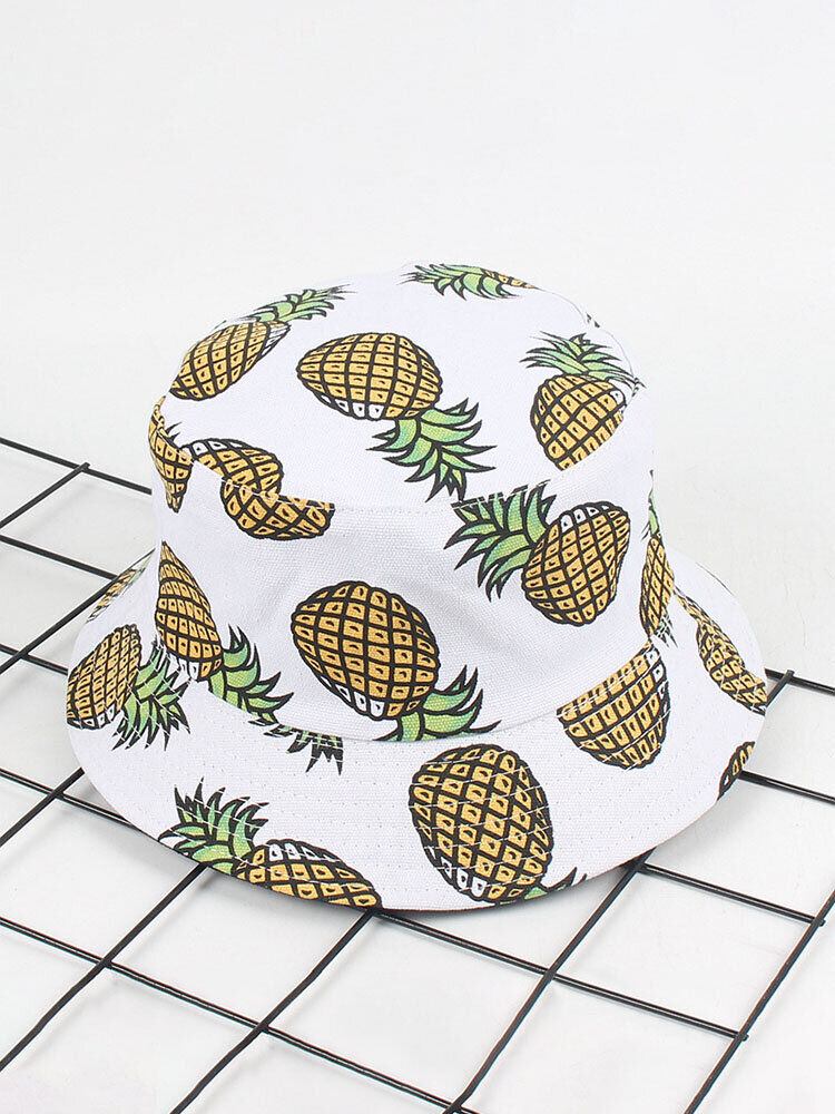 Newchic Women Banana Pineapple Fruit Printed Summer Bucket Hats Casual Sunshade Fisherman Sun Caps