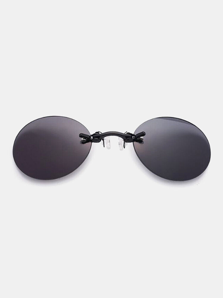 Newchic Mens Vintage Mini Personality Metal Clip Nose Sunglasses Vogue Travel Round Sunglasses
