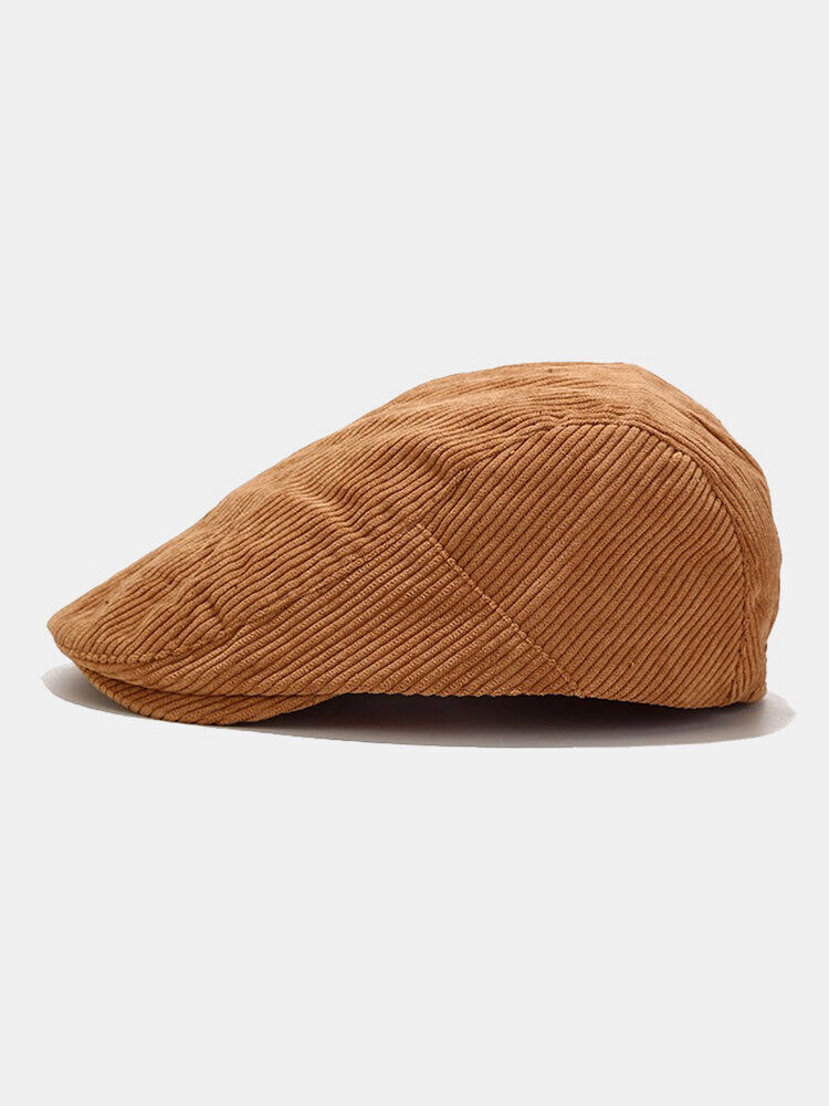 Newchic Men & Women Corduroy Casual All-match Solid Color Forward Hat Beret Hat