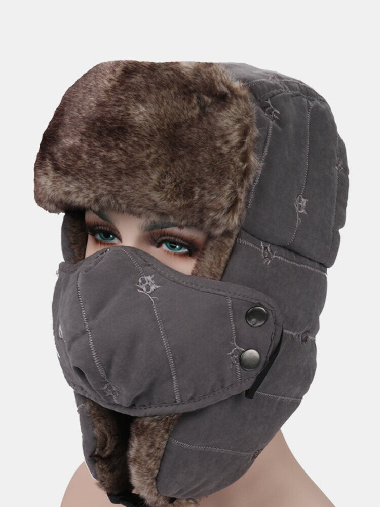 Newchic Mens Unisex Peach Skin Velvet Winter Hats Outdoor Skiing Windproof With Masks Russian Caps