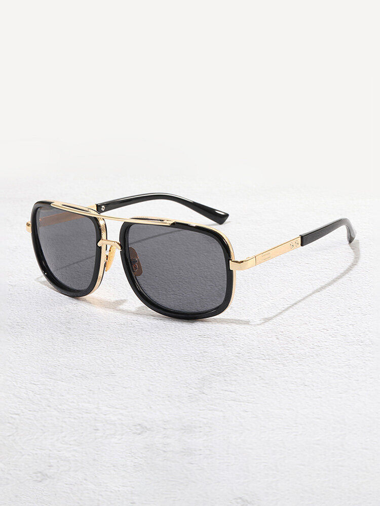 Newchic Unisex Metal Full Frame Double Bridge HD Anti-UV Sunglasses