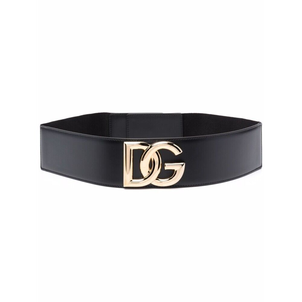 Dolce & Gabbana Stretch band and lux leather belt with DG logo Sort Female