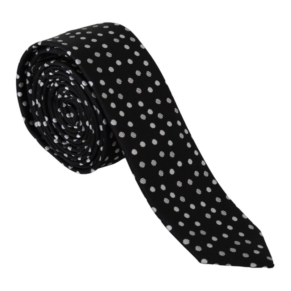 Dolce & Gabbana Polka Dots Silk Necktie Sort Male