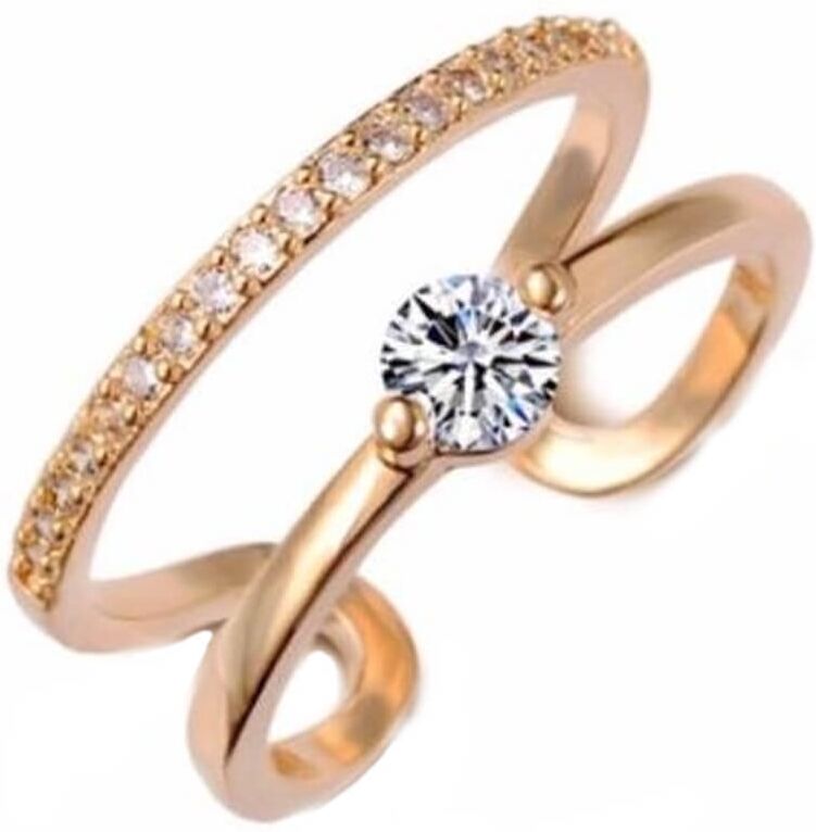 Everneed Monique gold double ring with rhinestone (U)